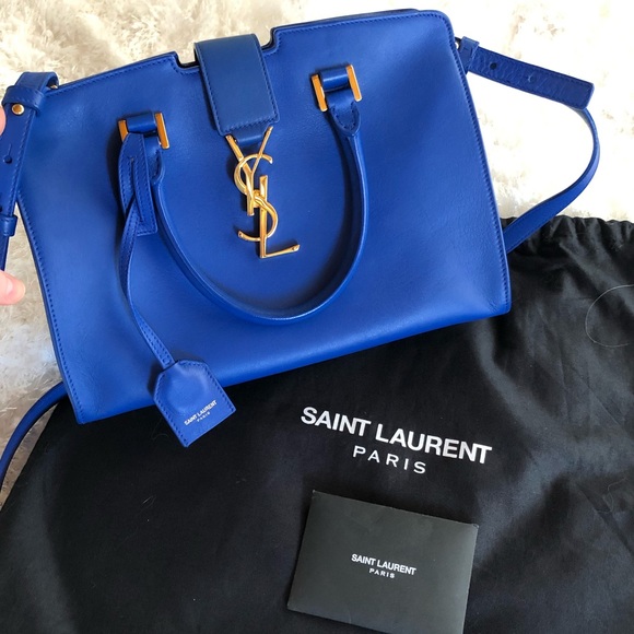 Yves Saint Laurent Handbags - Navy Blue YSL Cabas Chyc Top Handle Crossbody Bag